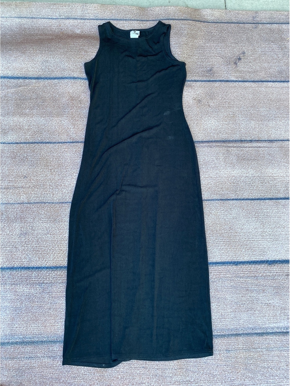 90’s minimalist slinky knit column tank dress vintage black L made in USA